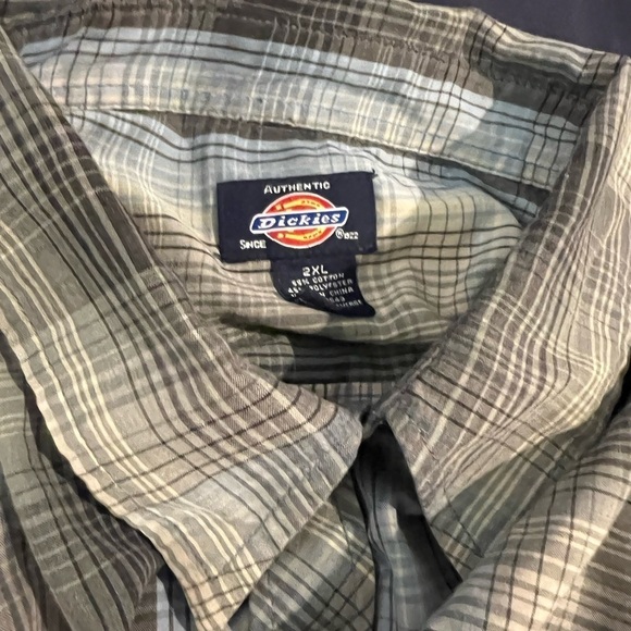 Dickies Beige/Black/Blue Plaid button up Sz 2XL - Picture 2 of 3